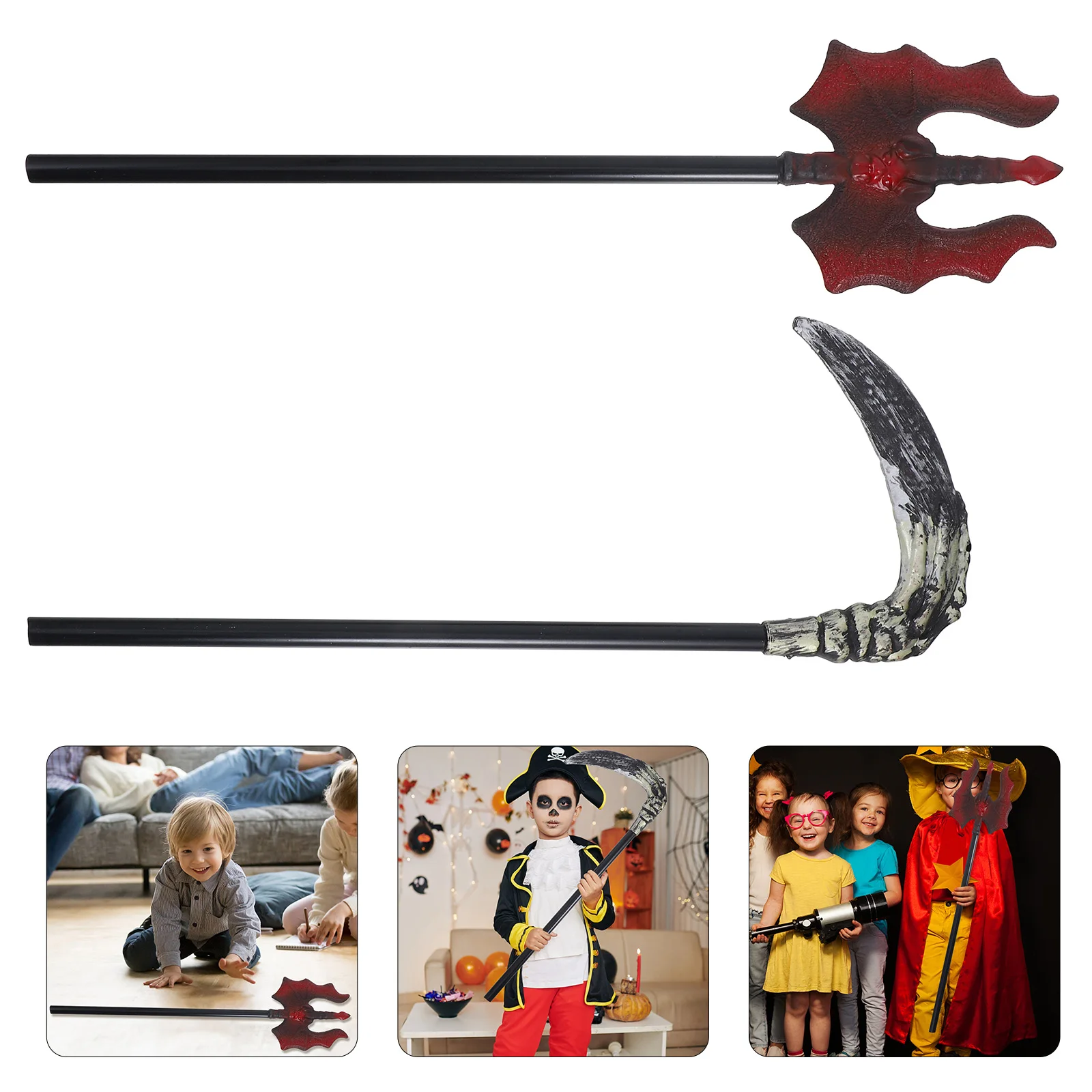 

2pcs Plastic Cutter Prop Halloween Party Realistic Three-Pronged Costume Accessory For Cosplay Carnival Decor Simulation