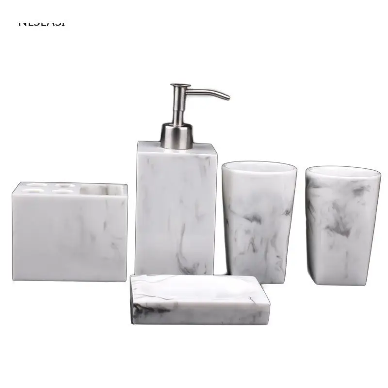 

marble texture pattern bathroom five-piece wash set hotel resin supplies five