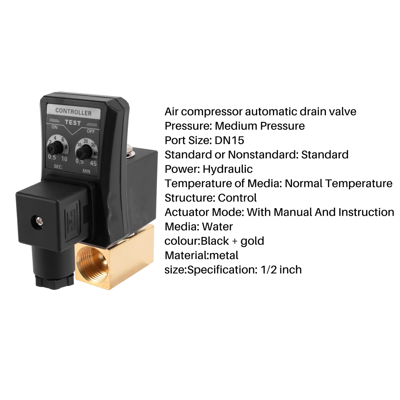 1/2 นิ้ว Dn15 จับเวลาไฟฟ้าวาล์วน้ําอัตโนมัติ Solenoid อิเล็กทรอนิกส์ท่อระบายน้ําวาล์วสําหรับเครื่องอัดอากาศคอนเดนเสท