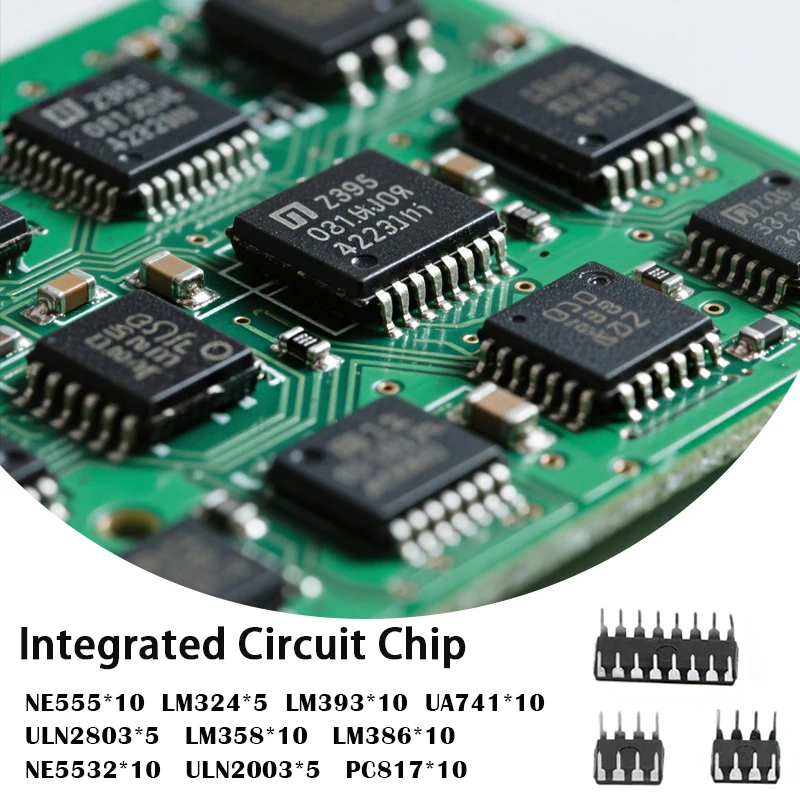 10 أنواع 85 قطعة من المواصفات IC NE555 LM324 PC817 مجموعة شرائح الدوائر المتكاملة DIP الإدراج المباشر