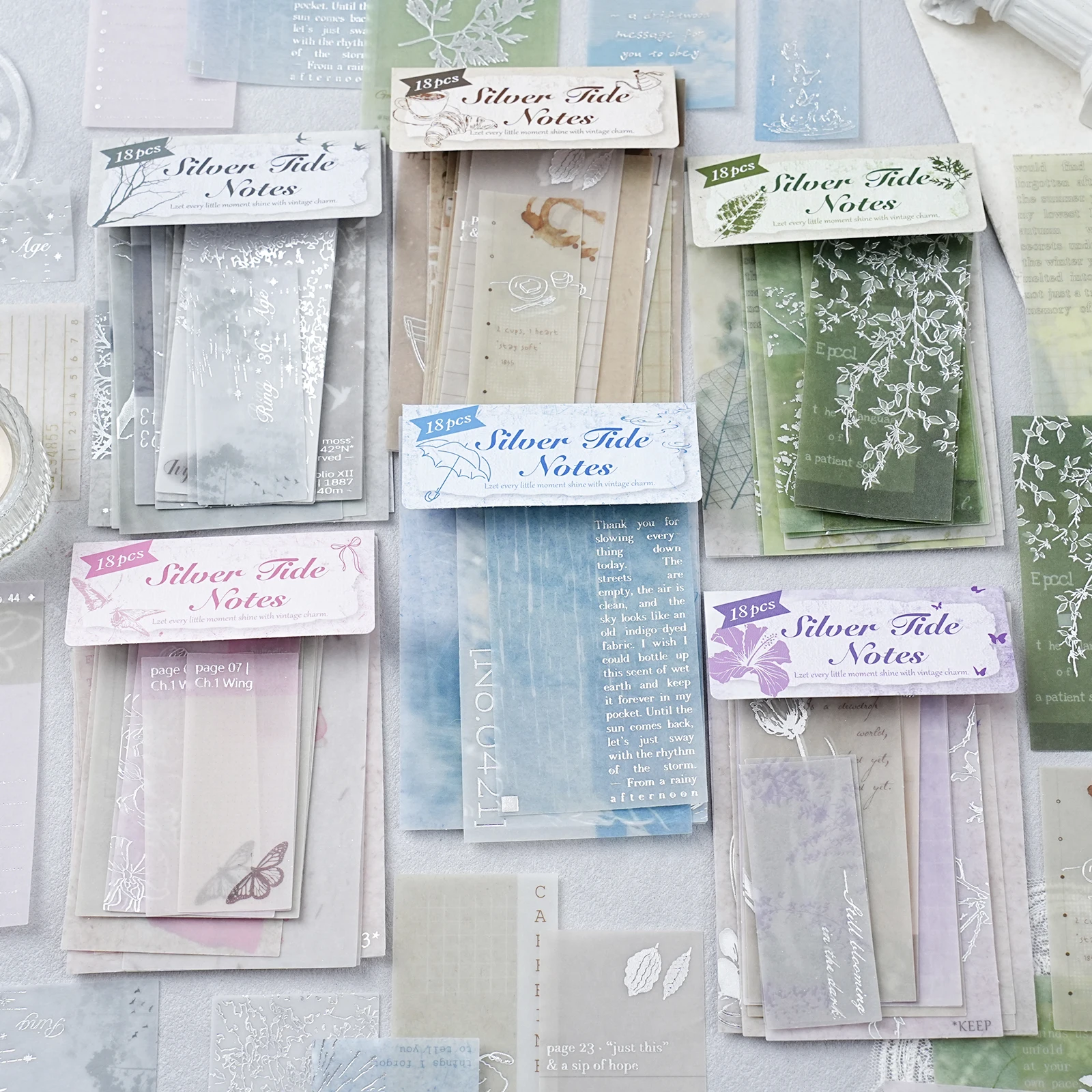Etori Life 18Pcs Vintage Artistic Sulfuric Acid Paper Material Pack with Natural Flowers, Butterflies, Birds, Coffee, Rainy Day Scenes, DIY Scrapbooking Material Paper Suitable for Student Gift Bags, Diaries, Notebooks, Postcards and Envelopes, Guitars, Pencil Cases, Sticker Books, Bicycles and Helmets, Scrapbooking Supplies, Office Decorations, Room Decorations, Artistic Aesthetics, Cycling Decals