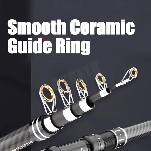 Imagen 2 del producto Caña de pescar telescópica 2,4/2,7/3,0/3,6/4,2/4,5 m caña de Surf de viaje de carbono potencia giratoria playa río distancia lanzamiento caña de pescar