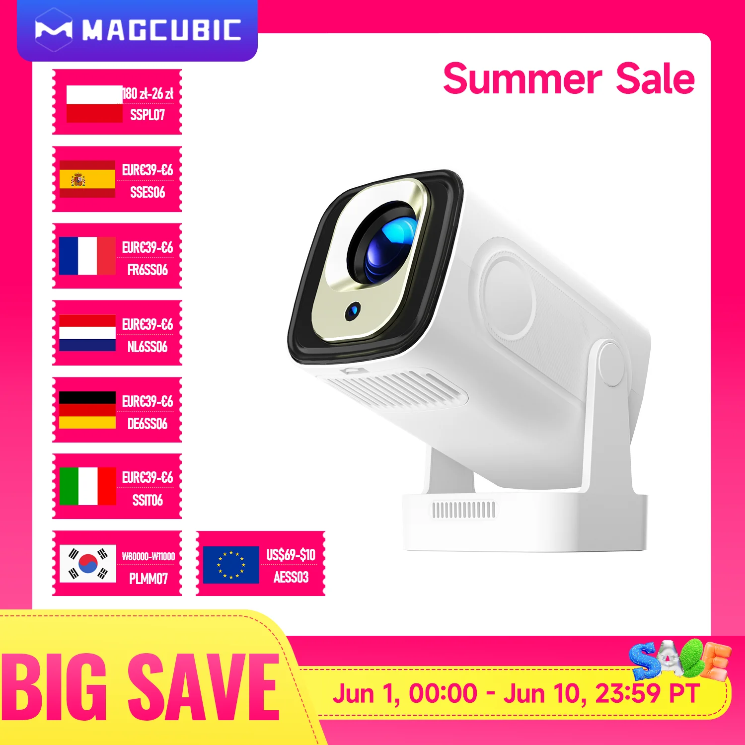 Magcubic HY310 Android 11 projecteur 4K natif 1080P mise au point automatique natif 330ANSI double Wifi BT5.4 Air souris voix maison film extérieur