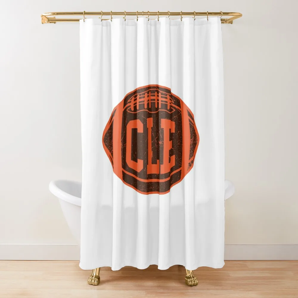 

CLE Retro Football - White Shower Curtain Shower Waterproof For Shower Bathroom Set Curtain