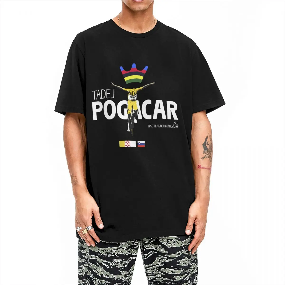 Men\'s Tadej Pogacar Cycling Pogi Team T-Shirts Cotton Clothing Summer Tour-De France Short Sleeves O-Neck Tshirt Large Size