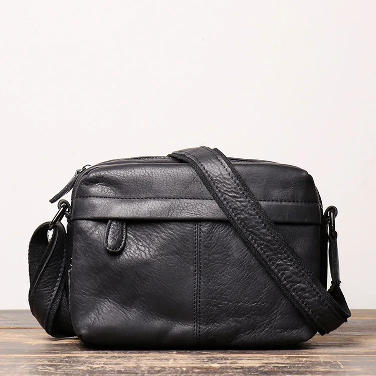 

First Layer Cowhide Vintage Men's Shoulder Bag Women's Leather Crossbody Leather Ipad Holder Bags