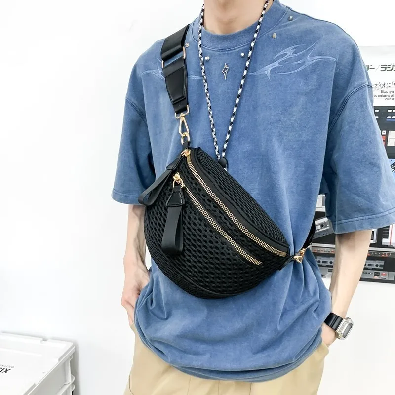 Street Sle Large Capaci Casual Crossbody Bag Men's Faion Simple Trendy Single oulder Bag Street Sle Dumpling ape