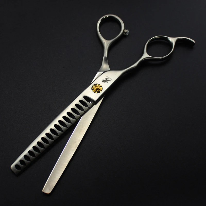 Imagem -02 - Dog Grooming Scissors Mão Esquerda Pet Scissors Puppy e Cat Chunker Adicionar Bolsa Dropshipping Japão 440c 65 Profissional