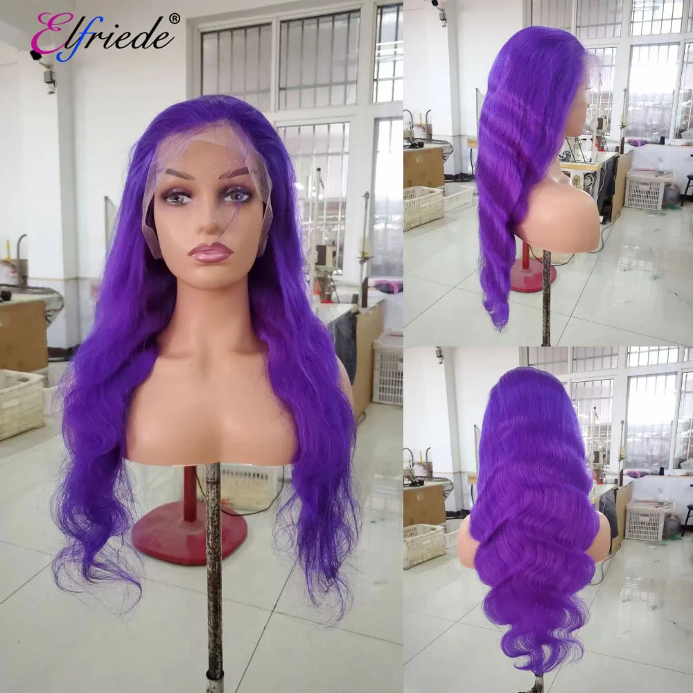 

Elfriede #Purple Body Wave Lace Front Wigs for Women Colored Wig 4x4 Lace Closure 13X4 13X6 HD Lace Frontal Wig Human Hair Wigs