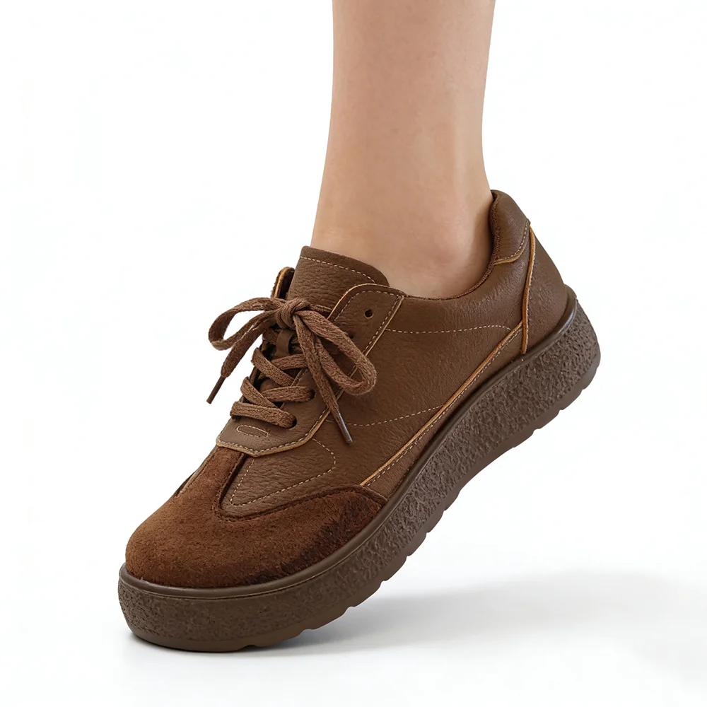 Genuine Leather Shoes Women Sneakers Lightweight Ladies Casual Shoes Cowhide Flat Soft Comfortable D952