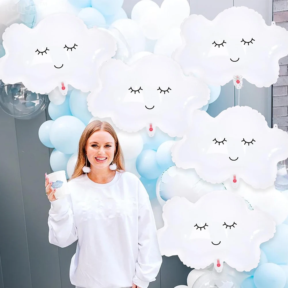 2/4/6 قطعة الوجه المبتسم سحابة بيضاء مايلر احباط بالونات لطيف على شكل بالونات الاطفال استحمام الطفل حفلة عيد ميلاد زينة لوازم #5