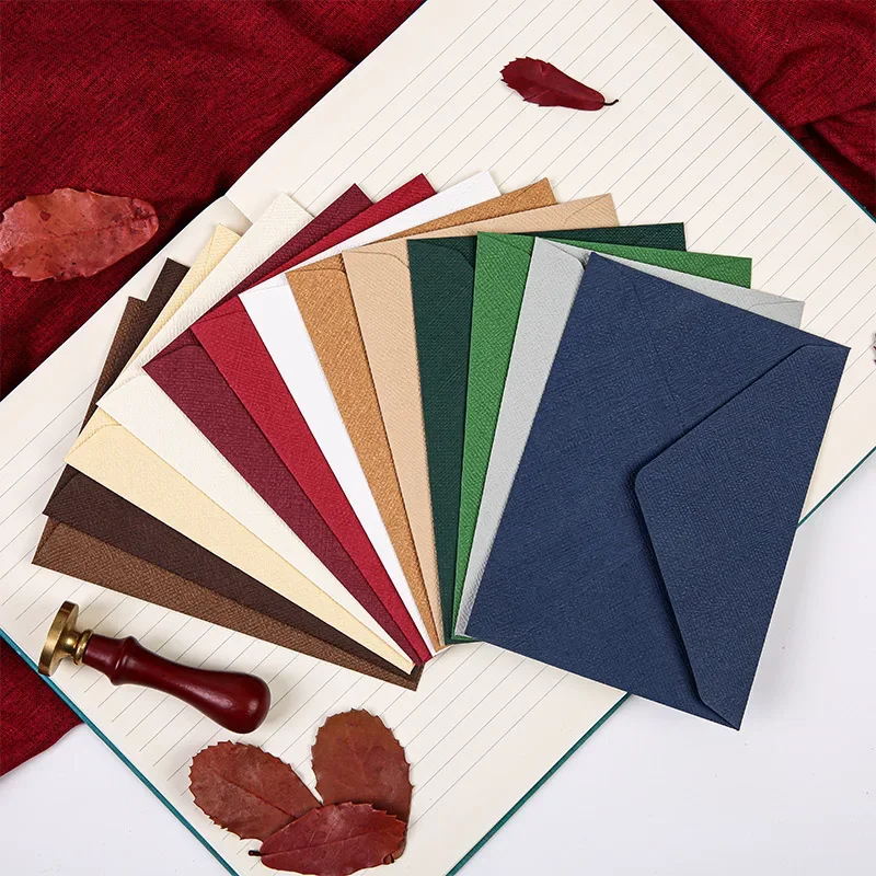 50pcs 16.1x11.2cm Envelope Retro Style Linen Texture Paper Postcards High-grade Envelopes for Wedding Invitations Stationery