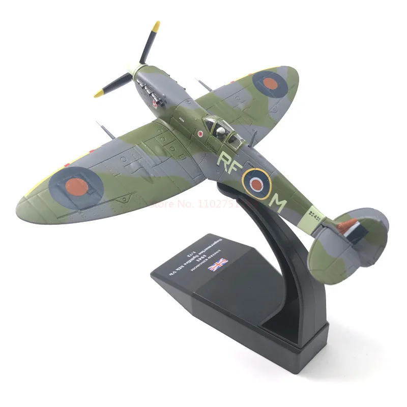 Modelo de caza Spitfire de la Segunda Guerra Mundial, simulación de aleación, decoración terminada, avión, juguete para niños, regalo de Navidad, 1: 72 Ns