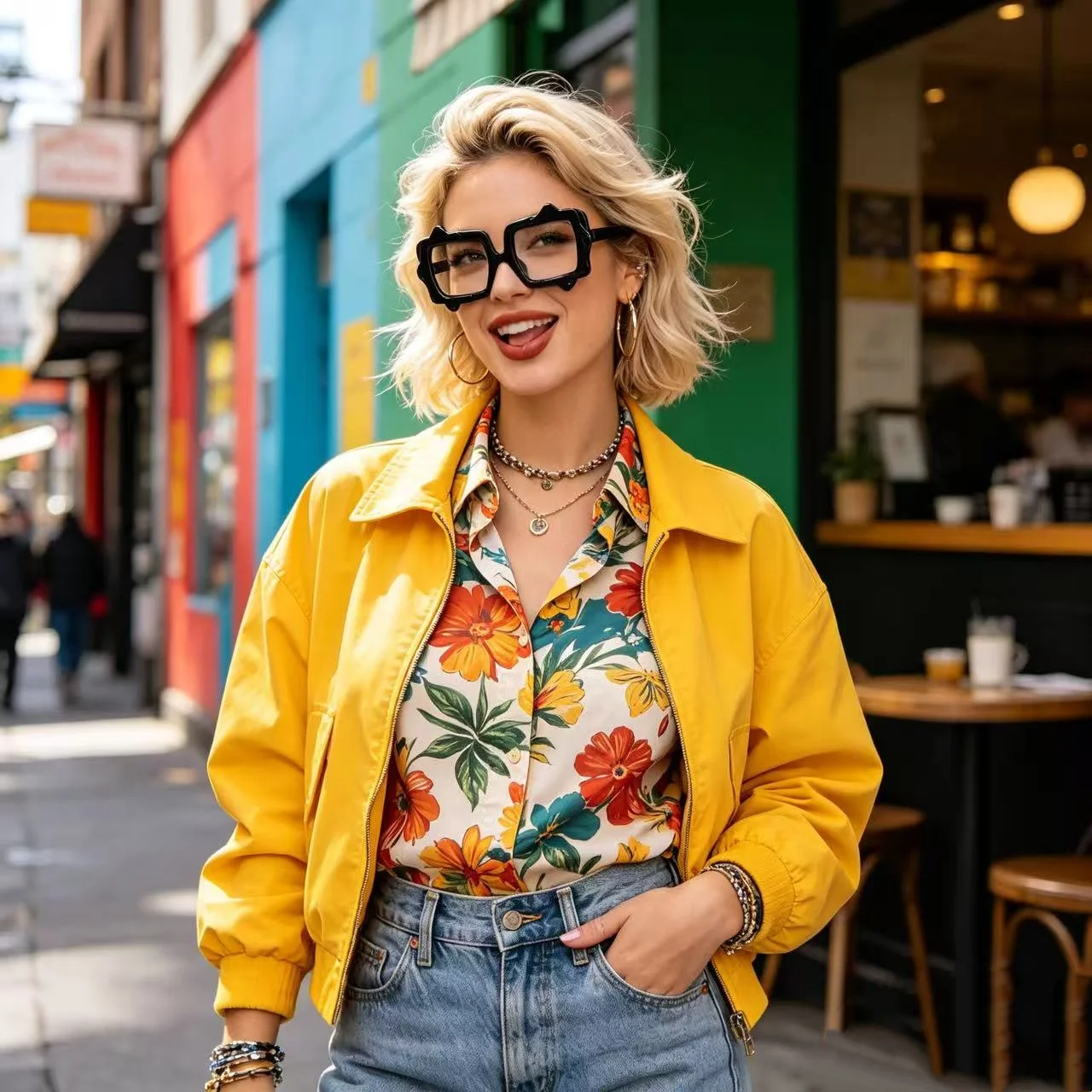 Simple Design Fashionable Large Glasses Frame Anti-Blue Light Glasses Women's Glasses Customizable Prescription Eyewear