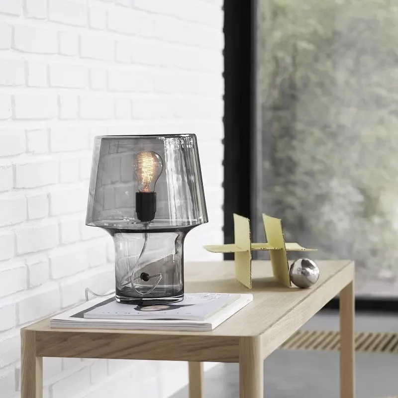 Nordic simple retro glass classic minimalist style bedroom decorative table lamp
