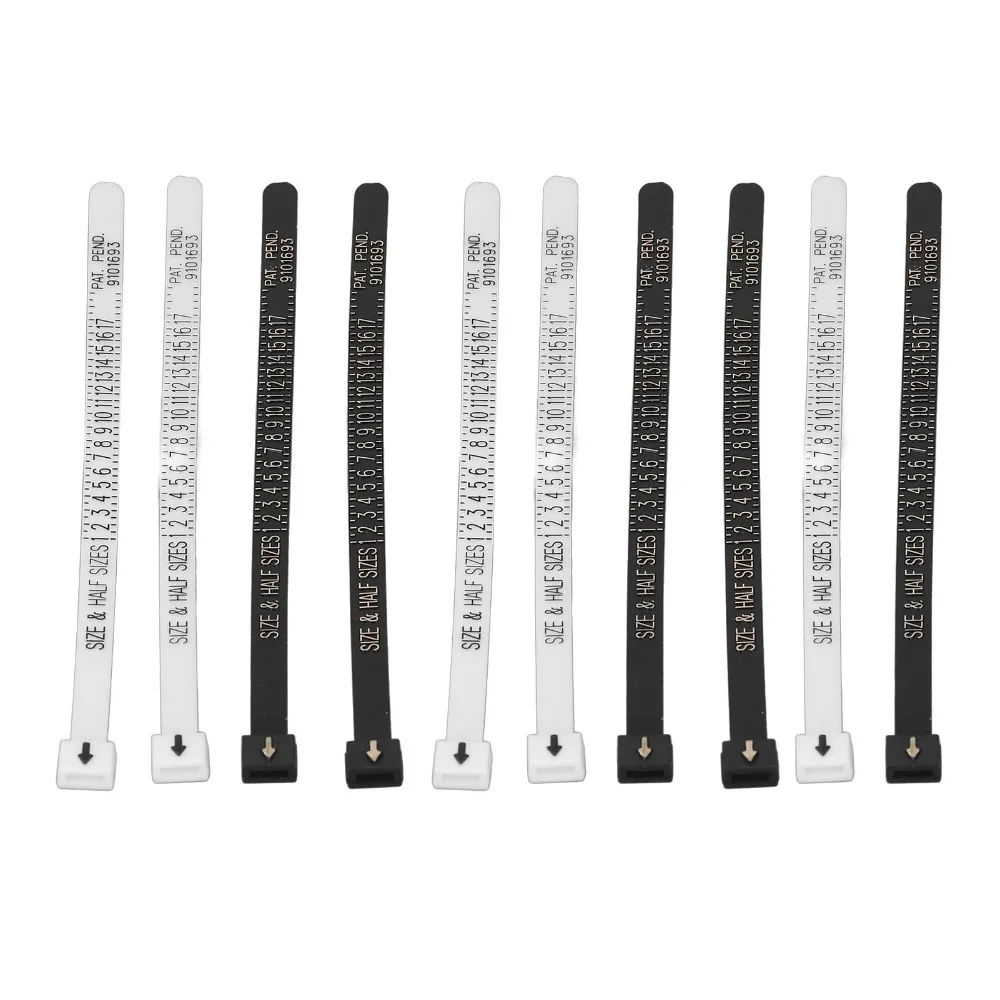 10pcs Portable Plastic Ring Sizer Tool Reusable Design Clear Printing Jewelry Sizing Tool Finger Measuring Gauge For Men