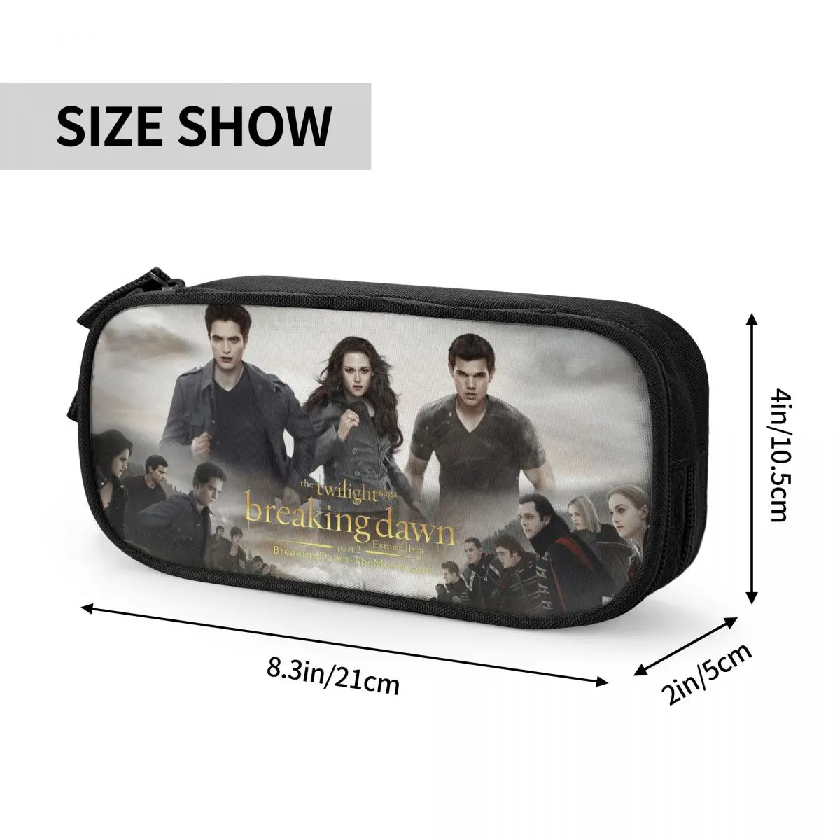 The Twilight Saga Breaking Dawn Pencil Case Edward Bella Jacob Black Pen Box Bags Student Large Storage Cosmetic Pencil Pouch