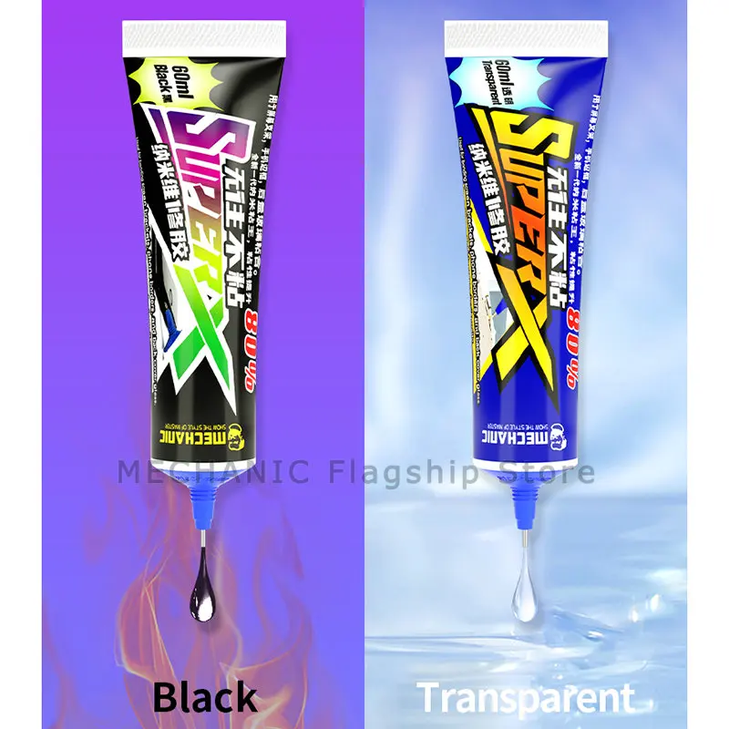 Nano Glue MECHANIC SUPER X 60ML Black/Transparent External Screen Rear Cover Warping Gluing Repair Specific Adhesive Sealant