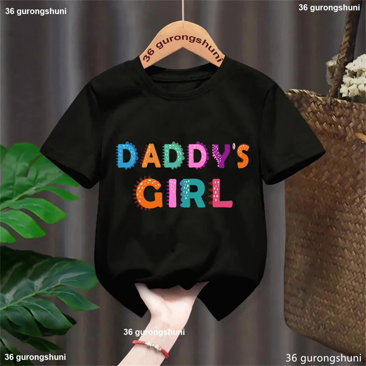 

Dinosaur Art Colorful Daddy'S Girl Letter Printed T Shirt Girls Summer Fashion Funny T-Shirt For Daughter Kawaii Kids Clothes