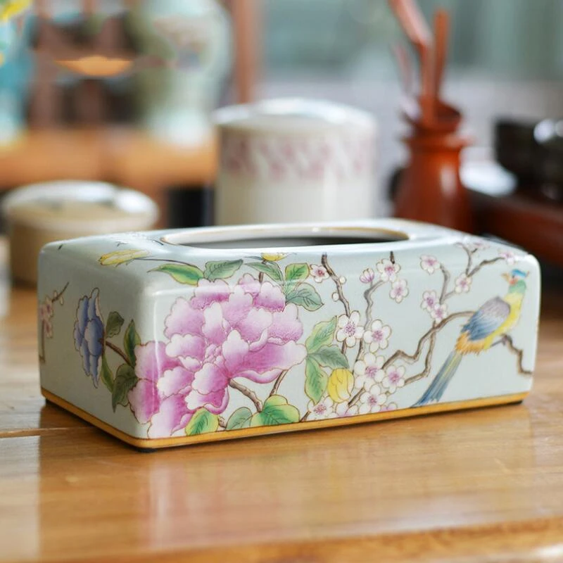 

Vintage Style Artistic Exquisite Handpainted Collectible Porcelain Tissue Box Tissue Case