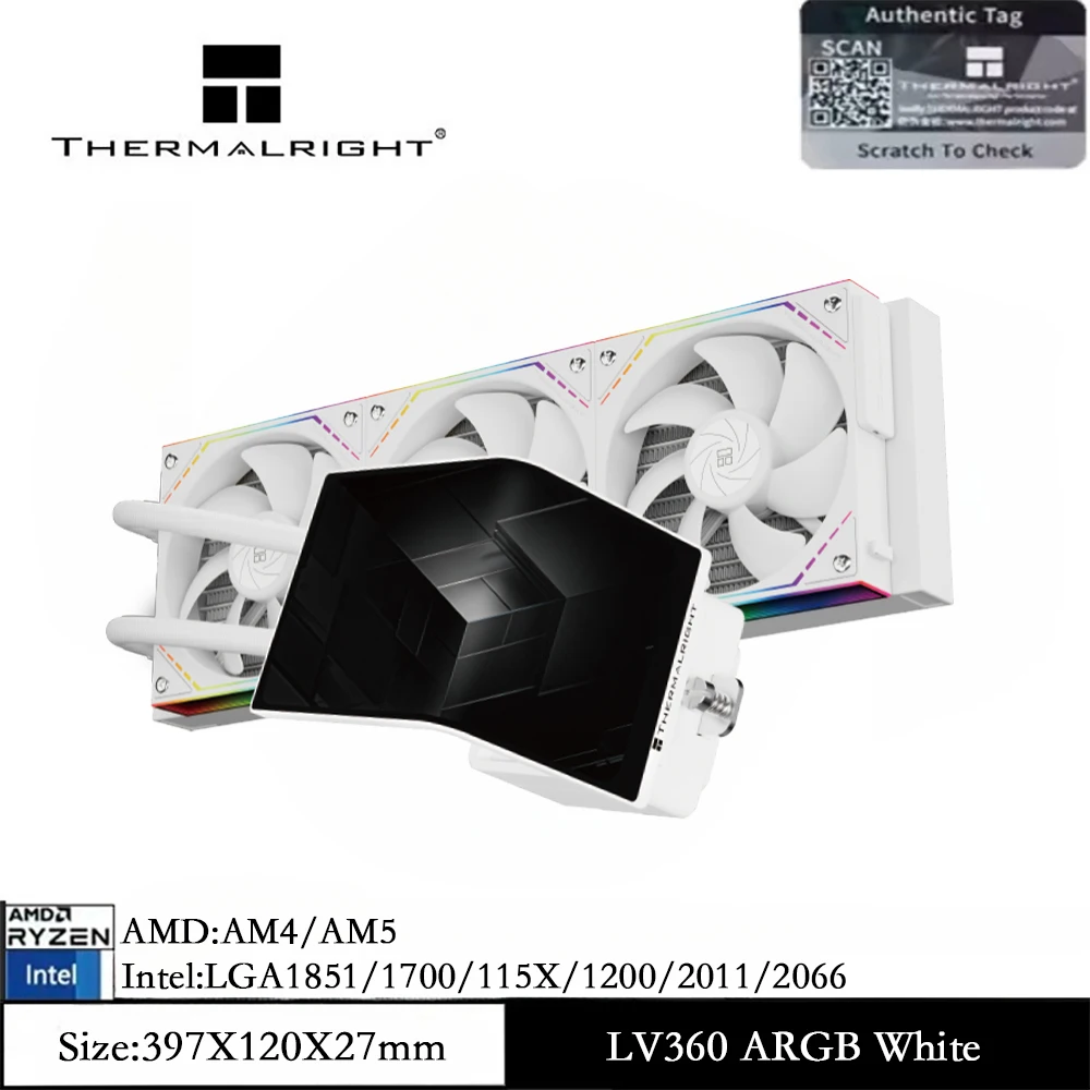

Thermalright LEVITA VISION 360 ARGB 360mm AIO Liquid CPU Cooler, 6.67 Inches 3D Curved Screen/Customizable GIF/LGA1851/AM5/AM4