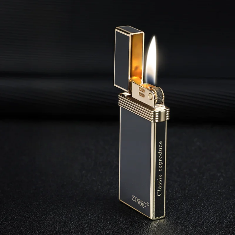 ZORROMetal Electroplated Ultra thin Windproof Inflatable Lighter Fashion Multicolor Classic Grinding Wheel Ignition Gas Lighter