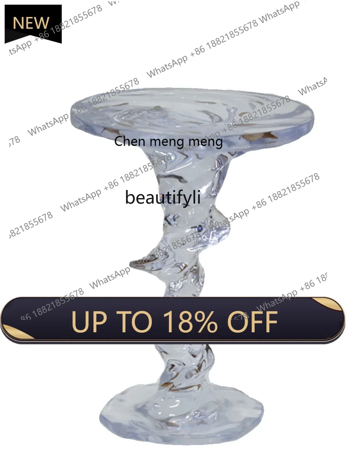 

P178 Light luxury personalized transparent spiral resin corner table negotiation tables and chairs crystal tea house side table