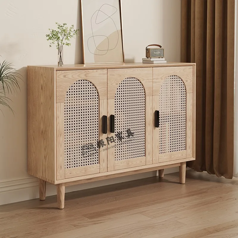 Household living room entrance cabinet Modern simple storage locker Ash wood edge cabinet