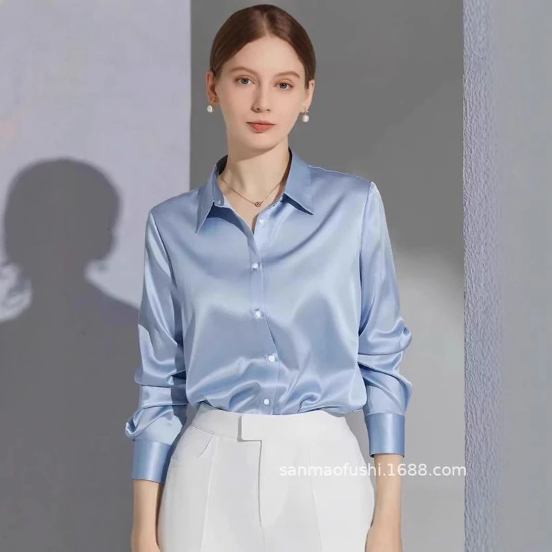 

Spring and Autumn 2025 New Simple Temperament Commuter Professional Shirt Women's Speed Salon Long Sleeve Shirt Women Shirt
