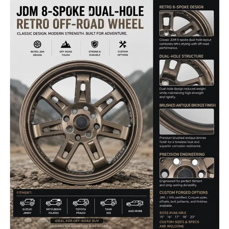 

【2026】Expert Craftsmanship 17 18 19 20 21 22 Inch Brushed Bronze Gold 6x139.7 6x135 Forged Wheels For Tank 300 Custom Hub Set R