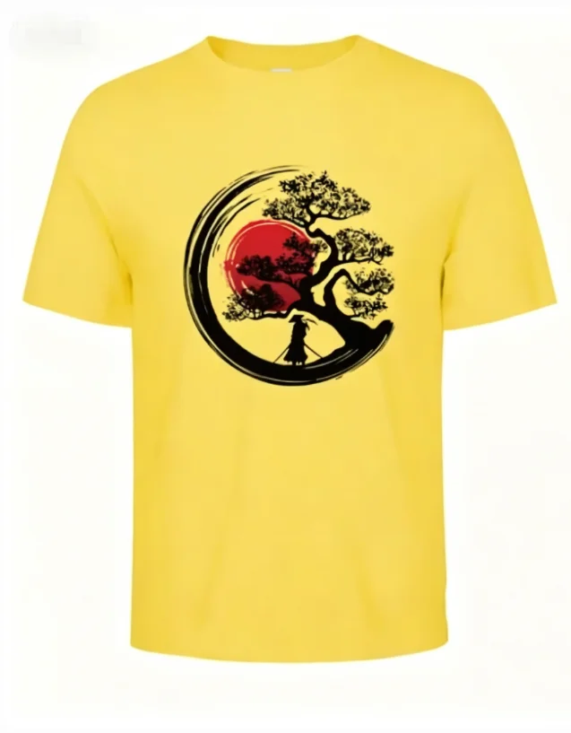 Men's Summer Cotton Japanese Samurai Graphic Printed T-Shirt Casual Style Tops for Men and Women Moisture Wicking Breathable Dry