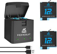 Hero 12/11/10/9 Battery 2*1800mAh and 3-Channel LED USB Hero 12/11/10/9 Charger for Hero 12 Black, Hero 11 Black