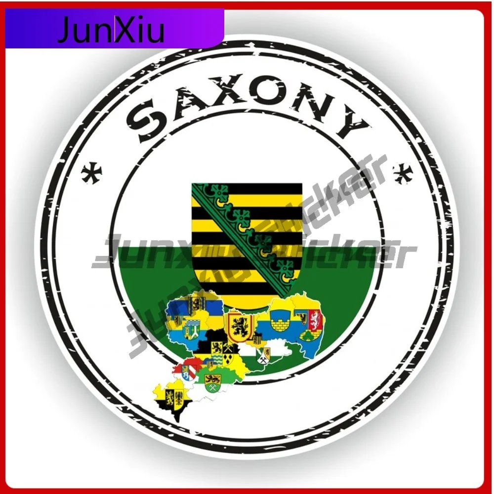 

Saxony Germany Seal Sticker Round Flag Decorative Vinyl Decal Waterproof for Car Body 4x4 Off Road Racing Rally