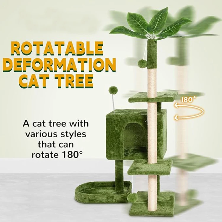 Factory Dropshipping Designer Green Velvet   Real Tree House Indoor Climbing Frame Timber   Scratching Tree House Tower