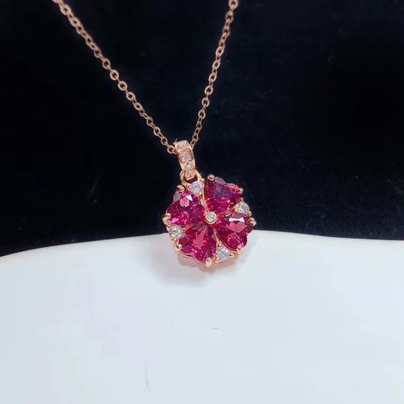 

Classic 925 Silver Pyrope Garnet Pendant 5mm Heart Shape Natural Garnet Pendant with 45cm 925 Silver Necklace