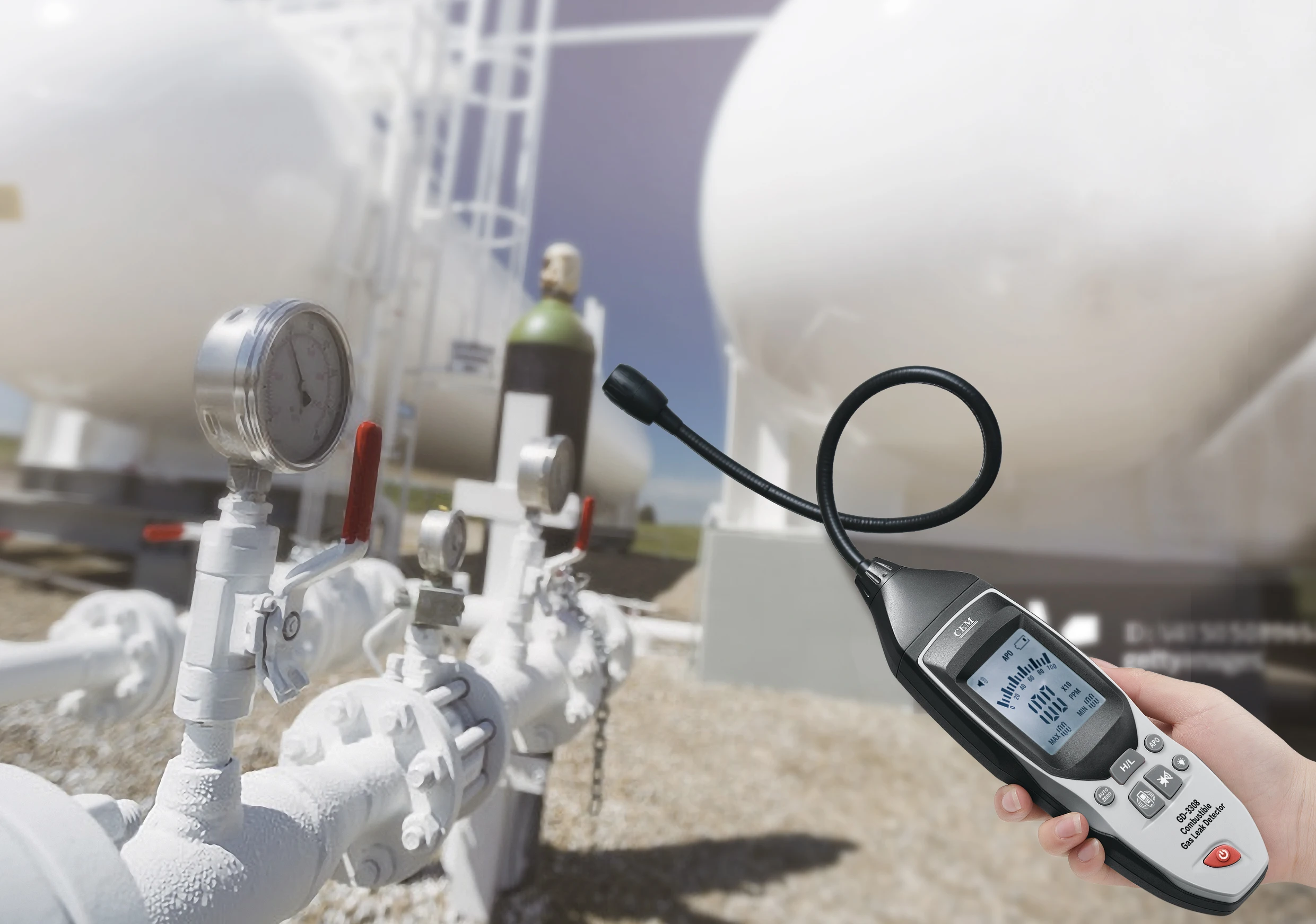 GD-3308 16-inch Combustible Gas Leak Detector with 10000ppm Visible Audible and Vibration Alarm Gas Analyzers Product