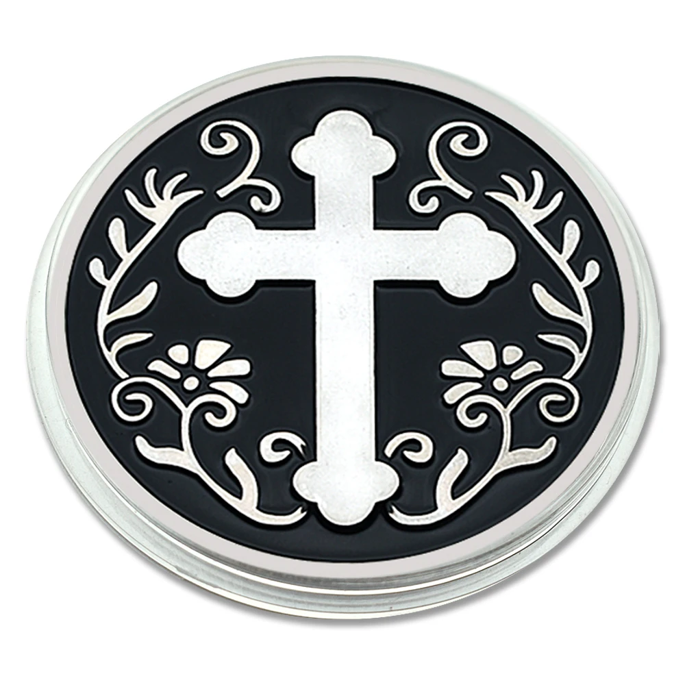 Jesus Christian Cross Silver Plated Challenge Coin with God All Things Are Possible Metal Medal Art Craft