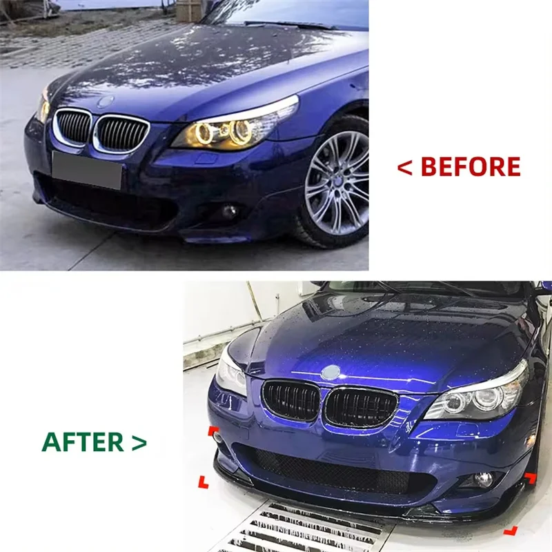 Front Bumper Lip Splitter Spoiler Diffuser For BMW E60 E61 5 Series 525i 530i 540i 550i M Sport 2005-2010 ABS Body Kit Cover