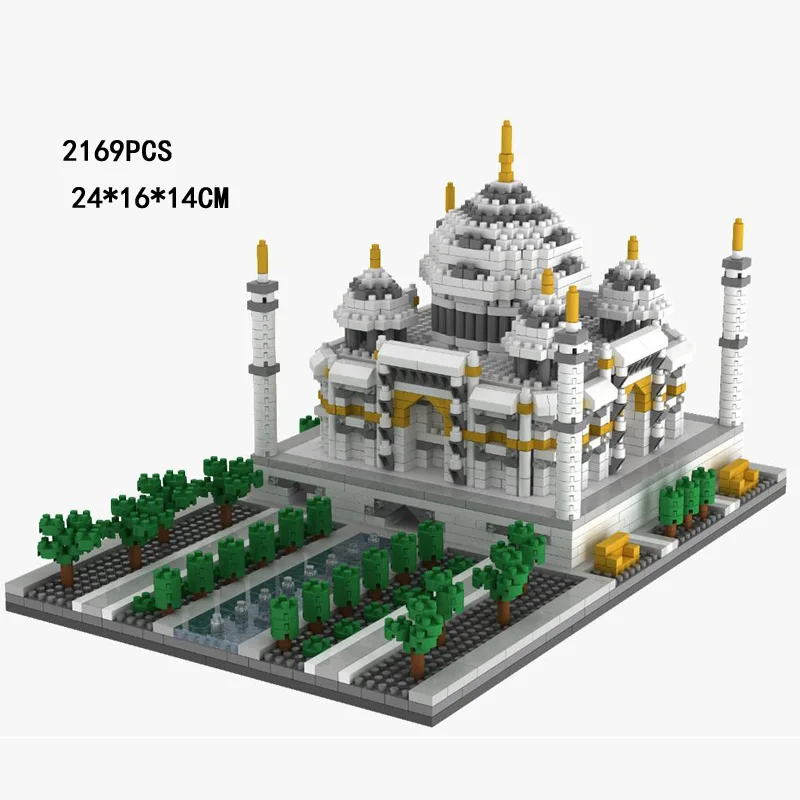 Mini bloco de arquitetura mundialmente famosa taj mahal índia micro tijolos de construção modelo brinquedos educativos nanobricks coleção para presentes