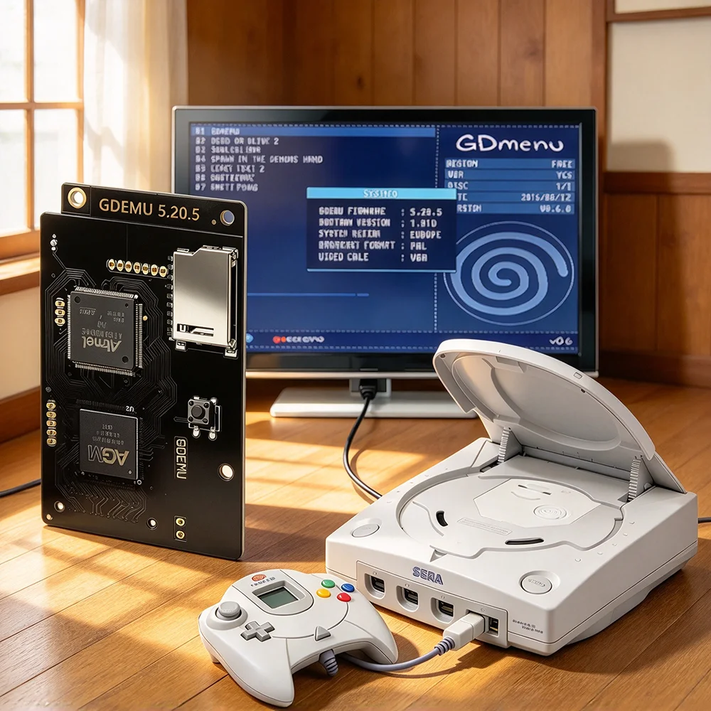 V5.20.5/V5.15b GDEMU Optical Drive Emulator Board for Sega Dreamcast DC VA1 Replacement with Mounting Kit for Console Modding