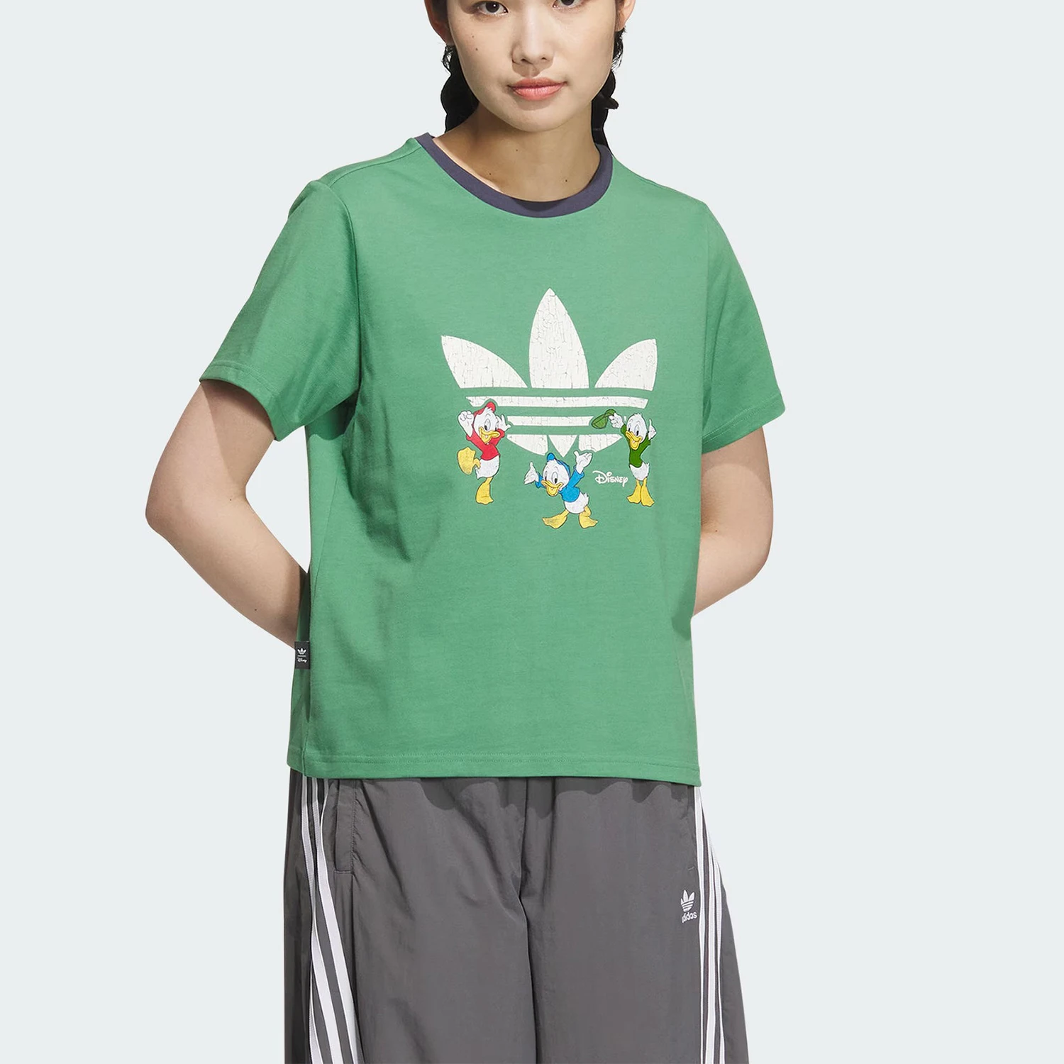 

Adidas Official Genuine Three Stripes Women's Sports Loose Breathable Short Sleeve JP1427