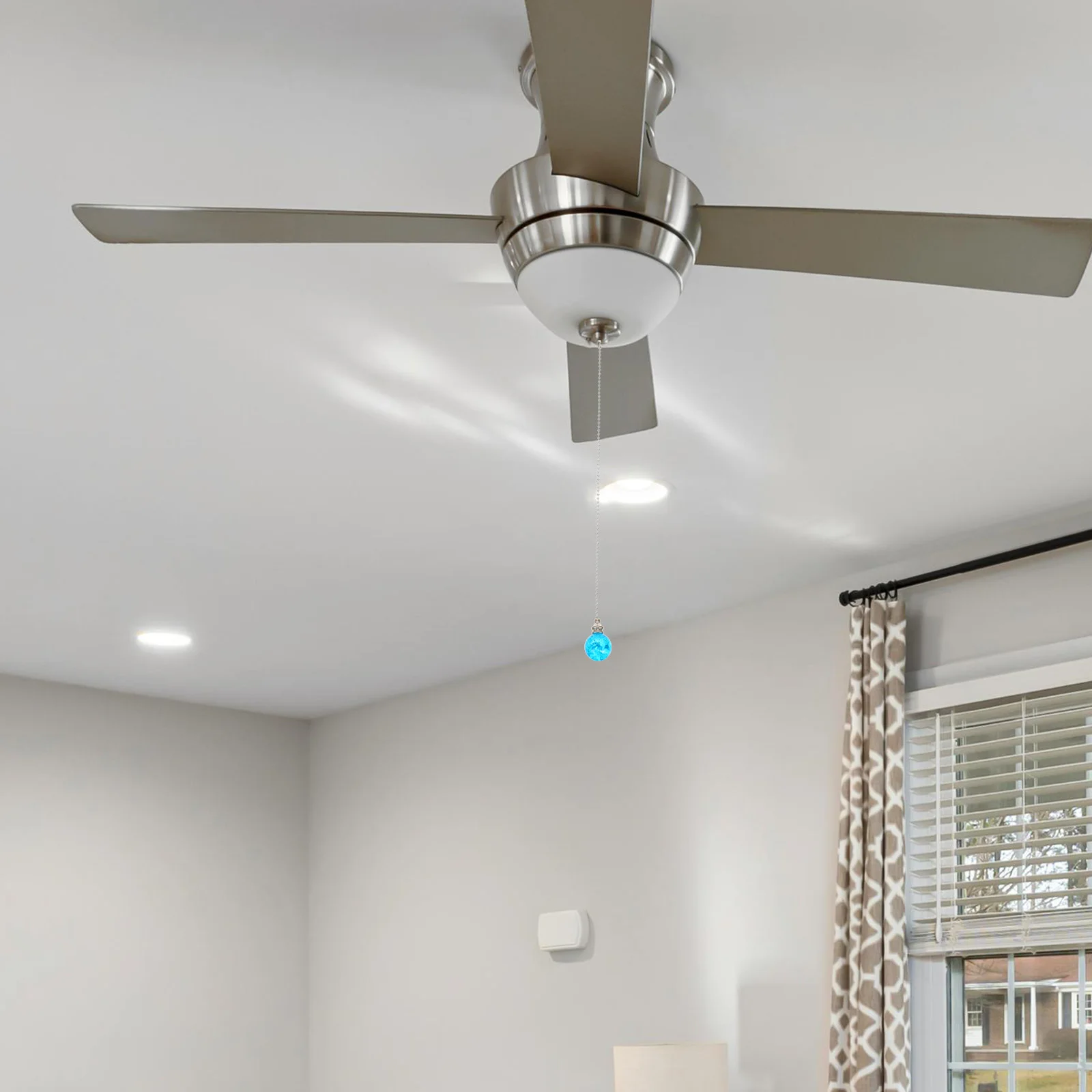 

2Pcs Crystal Ball Ceiling Fan Pull Chain Crackled Pendant Vintage Light Pull Chain Decorative Extender for Home Office Lighting