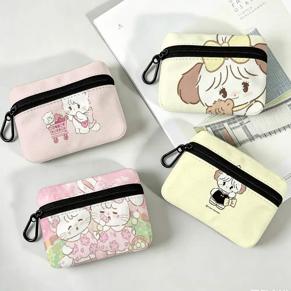 Cute M-Mikko I-Illustrations Oxford Fabric Mini Coin Wallet Smooth Zipper Hanging Design Multi-use Small Storage Bag For Travel
