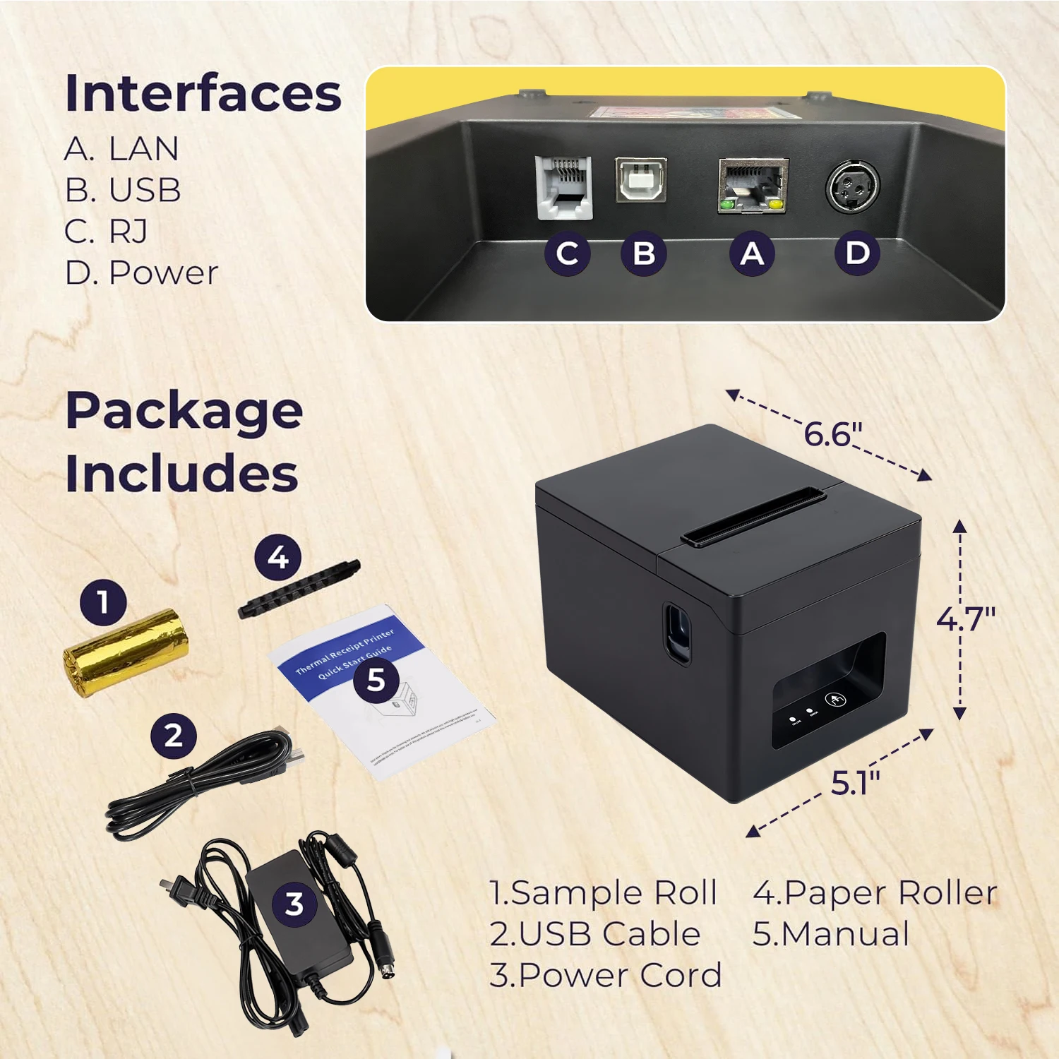 T8320 POS เครื่องพิมพ์ 80 มม.USB Lan เครื่องพิมพ์ใบเสร็จความร้อน,ร้านอาหารห้องครัวเครื่องพิมพ์เครื่องตัดอัตโนมัติสนับสนุนลิ้นชักเก็บเงิน