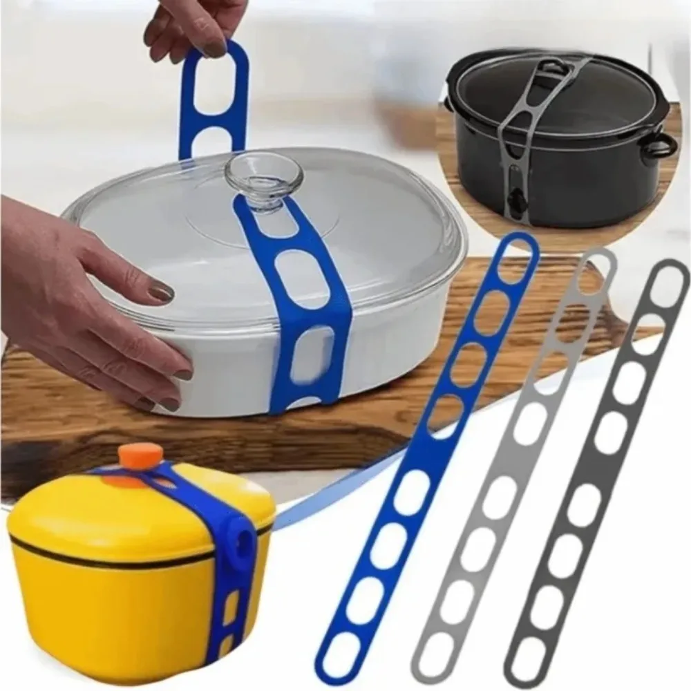 Silicone Adjustable Elastic Fixing Strap Reusable Storage Cover Locking Strap Suitable for Slow Stew Pots Flat Bottomed Pans