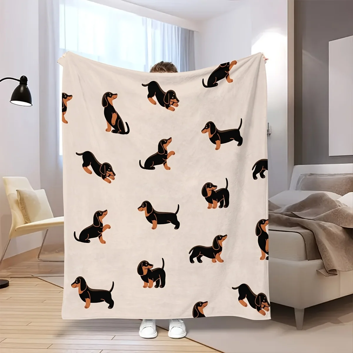 1 Piece Of Dachshund Flannel Human Dogs, Lightweight, Soft, Comfortable Plush, Cute Little Dog Lover Blanket, Suitable For
