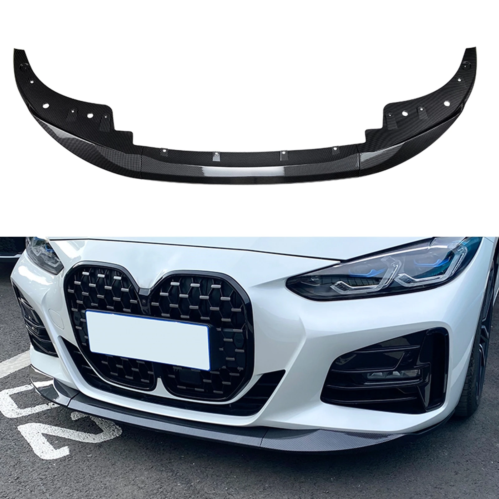 

Front Bumper Spoiler Lip For BMW 4 Series 425i 430i G22 G23 G24 G26 2020-2024 Gloss Black/Carbon Fiber Look Lower Splitter Blade