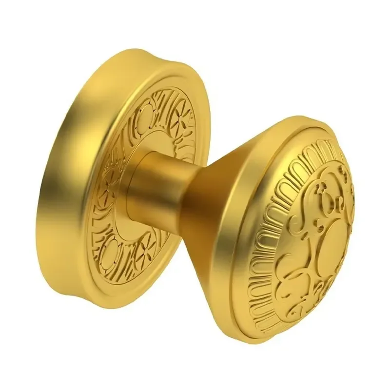 Vintage French Style Satin Brass Door Handle Set with Tubular Lock Cylinder for Kitchen Indoor Home Hardware Accessories
