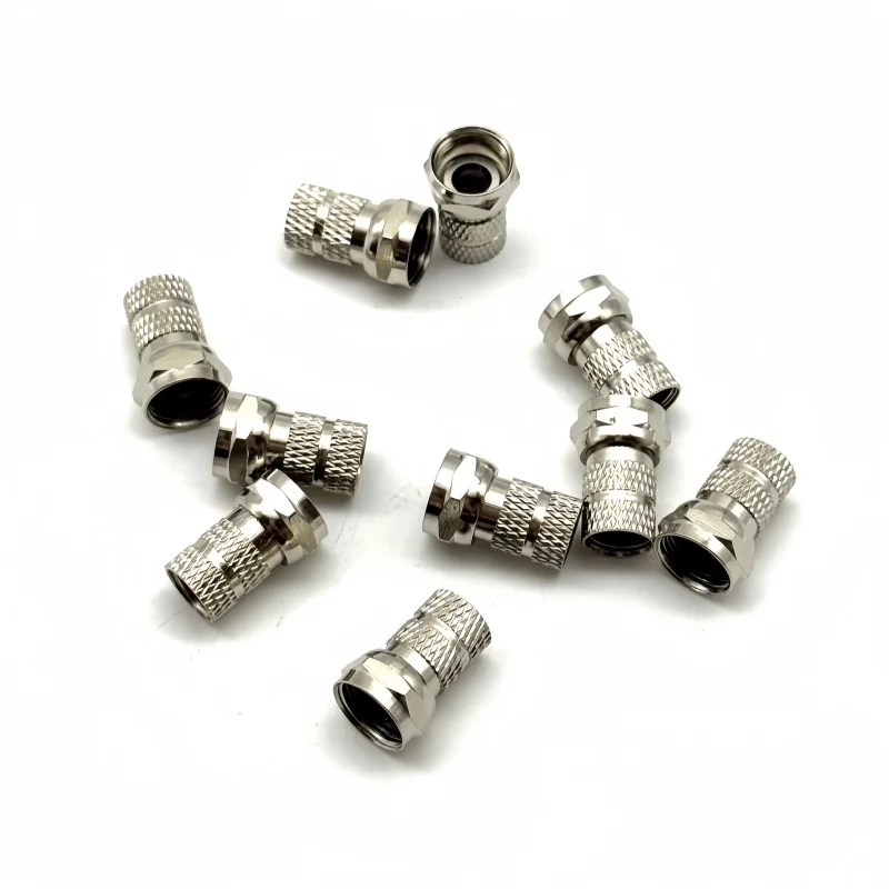10 Pcs F connector 75-5 F type coaxial cable connector plugs brass materials singnal line connectors