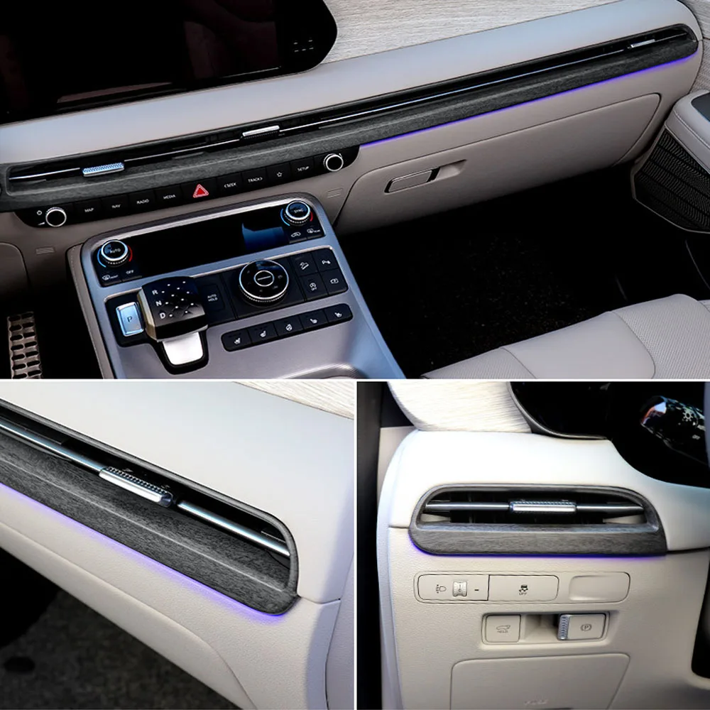 Wood Grain Style Dashboard Side Air Conditioner Outlet Frame AC Vent Grille Cover For Hyundai Palisade 2019-2023 LHD